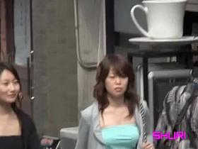 Two Japanese babes got boob sharked in just a few seconds