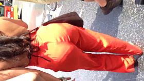 Sexy Mexican ass in orange dress