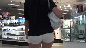 ass tight white shorts see those pink panties