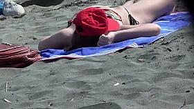 Applying lotion and playing with pussy