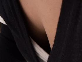 Perky asian tits with no bra downblouse