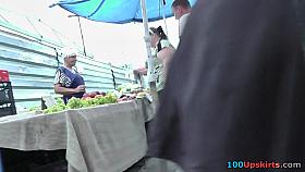 Brunette MILF caught for some dirty upskirt shots