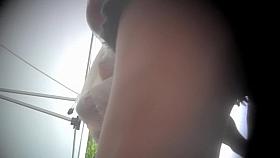 Up skirt legs and panty hot peek in the street