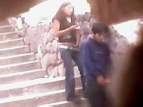 Teen couple had sex on the stairs
