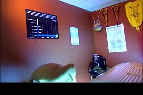 Hidden camera in tanning room catches blonde