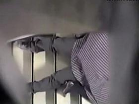 Voyeur catches a couple fuck on stairs