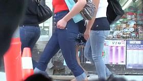 Public street candid college asian chicks