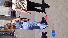 Nice white girl booty in long blue dress