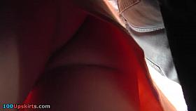 Hot string panty up red petticoat