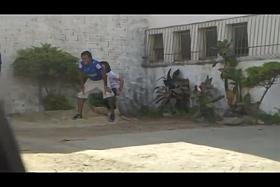 Man was trying to cover girl peeing in public and voyeured