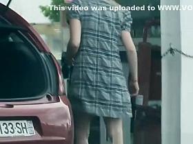 Upskirt on woman's black panties