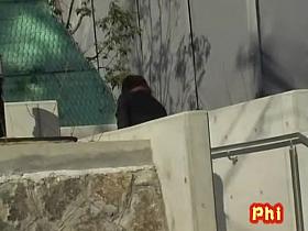 Attractive Asian milf with no panties sharked in public