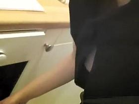 Redhead wife in short skirt and high heels