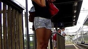 Candid - Nice Blonde Babe In Hot Pants