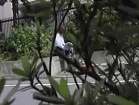 Busty Asian in a white shirt got boob sharked while waiting