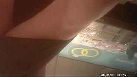 Upskirt with No Panties in Black Dress