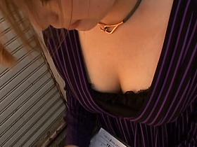 Tiny down blouse of a cute Japanese