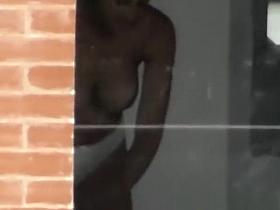 Girl spied through the apartment window