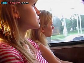 Captivating upskirt beauty in a bus