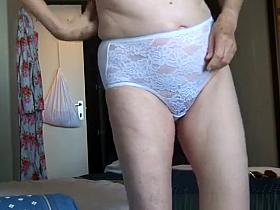 Small boobs granny caught in bedroom dressing