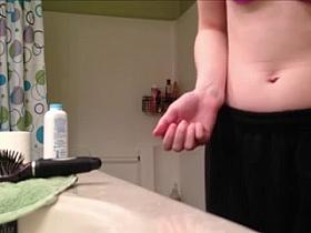 My teen girlfriend taking a hot shower