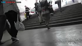 Upskirt cam filmed pretty ass in sexy pantyhose