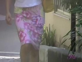 Breathtaking Japanese sweetie gets stunned when someone snatches her skirt