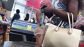 Sexy Ebony Slut Showing Ass Camel-toe And Her sexy Little Tittys