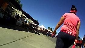 Mexican in gray tights, pink top