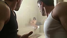 2 Dudes Catch Casey Cumz Squirting in the Sauna