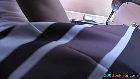 Hottie in sunglasses wind blown upskirt