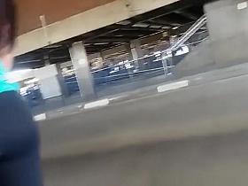 Latin girl in black leggings nice ass