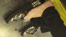 Candid Feet on Train