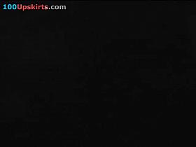 Brunette Hair angel shares upskirting