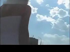 Street up-skirt white thong