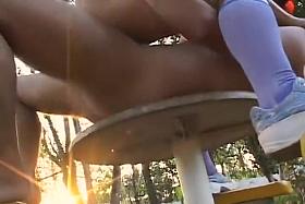 Julia Angel Shows Off Her Pussy On The Playground