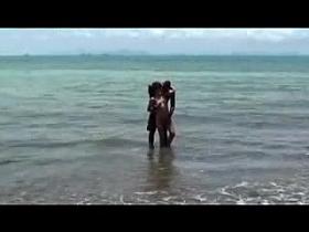 Stripped Beach - Cute Brunette Hair Legal Age Teenager Exhibition