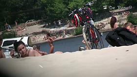 The awesome view of beach nudist girl