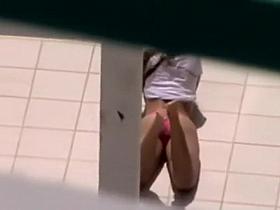 Filming a sexy cousin tanning on terrace