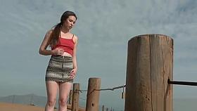 Slut in leather lingerie in public