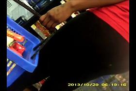 see thru pants in store,, red thong hole in pants