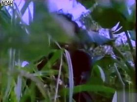 Naked maids swimming under the waterfall