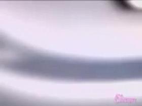 Busy looking Asian babe skirt sharked on a street.