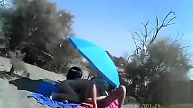 Masturbation party on the sunny beach