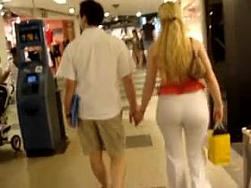 Big booty blonde MILF at the mall