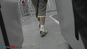 Auburn girl with bubble ass wears thong in upskirt vid