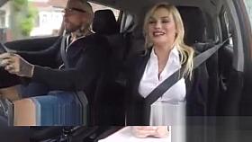 Blonde driving examiner bangs tattooed guy