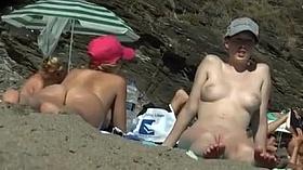 Naked at the Beach Video Two Pussies Filmed Voyeur