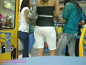 Hot street candid ass looks amazing in white pants