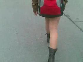 Cuming behind Pantyhose Teen